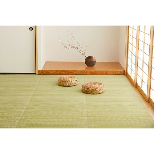 萩原　敷き詰め　洗えるい草風カーペット　ライアン　グリーン　本間２畳　【品番：18912920】
