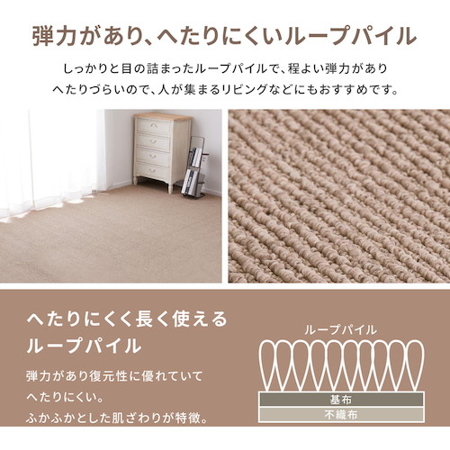 萩原 国産 防音成り行き 防臭 抗菌引っ敷き 中心柱 日本の首都間３畳 象牙色 １７６×２６１ 【品番：600094430】