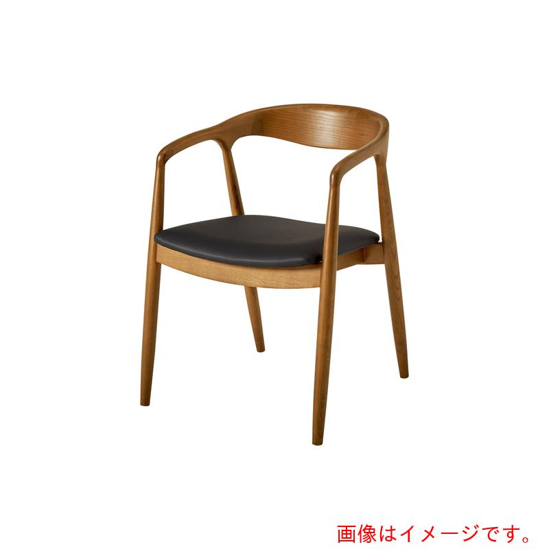 萩原　ダイニングチェア　２脚セット　アッシュ　無垢材　張地：合成皮革／座面：ブラック色　完成品　【品番：VC-7000-BRBK】