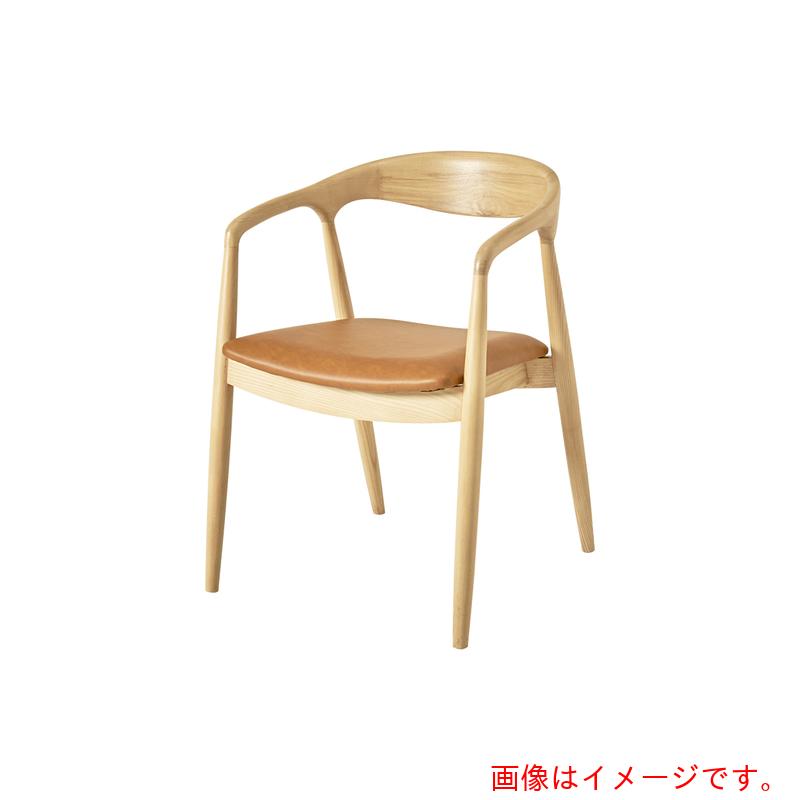 萩原　ダイニングチェア　２脚セット　アッシュ　無垢材　張地：合成皮革／座面：キャラメル色　完成品　【品番：VC-7000-NACA】