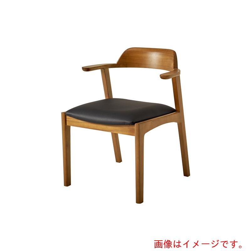 萩原　ダイニングチェア　２脚セット　アッシュ　無垢材　肘掛け付き　張地：合成皮革／座面：ブラック色　完成品　【品番：VC-7003-BRBK】