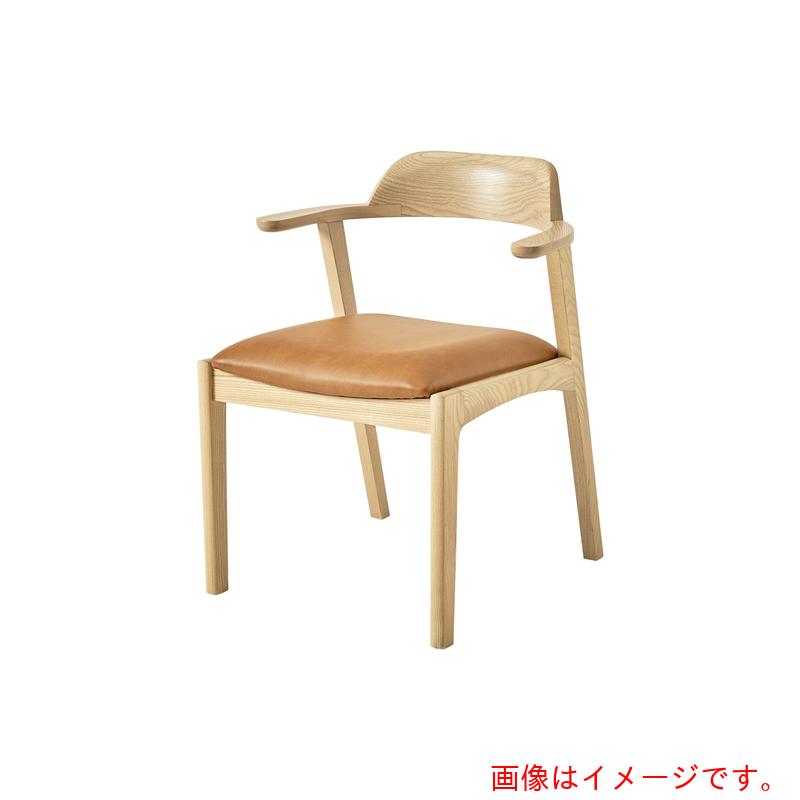 萩原 ダイニングチェア 2脚セット アッシュ 無垢材 肘掛け付き 張地:合成皮革/座面:キャラメル色 完成品 【品番:VC-7003-NACA】