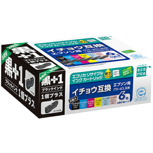 エコリカ（ecorica）　ＩＴＨ－６ＣＬ＋ＩＴＨ－ＢＫ　互換リサイクルインクカートリッジ　【品番：ECI-EITH6P+BK】