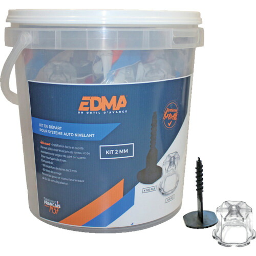 EDMA　タイル目地スペーサー　エドマレベルスクリュー　幅２ｍｍ　スタートキット　【品番：282155】