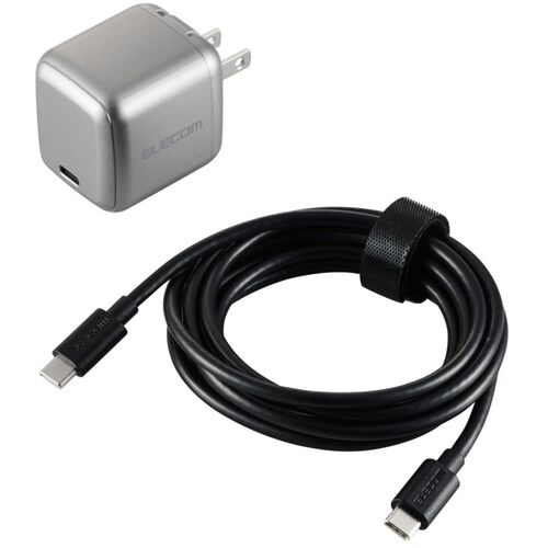 エレコム（ELECOM）　ノートＰＣ向けＡＣアダプター　ＵＳＢ　ＰＤ７０Ｗ　Ｃ×１　Ｃ－Ｃケーブル付属　２ｍ　スペースグレー　【品番：ACDC-PD8970SGY】