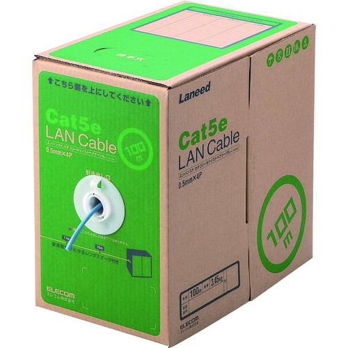 エレコム（ELECOM）　ＥＵ　ＲｏＨＳ指令準拠ＬＡＮケーブル　ＣＡＴ５Ｅ　１００ｍ　ブルー　【品番：LD-CT2/BU100/RS】｜住設プロ　店