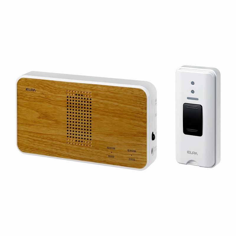 朝日電器（ELPA）　ワイヤレスチャイム 受信器（木目調）＋押ボタン送信器セット　【品番：EWS-S5130】