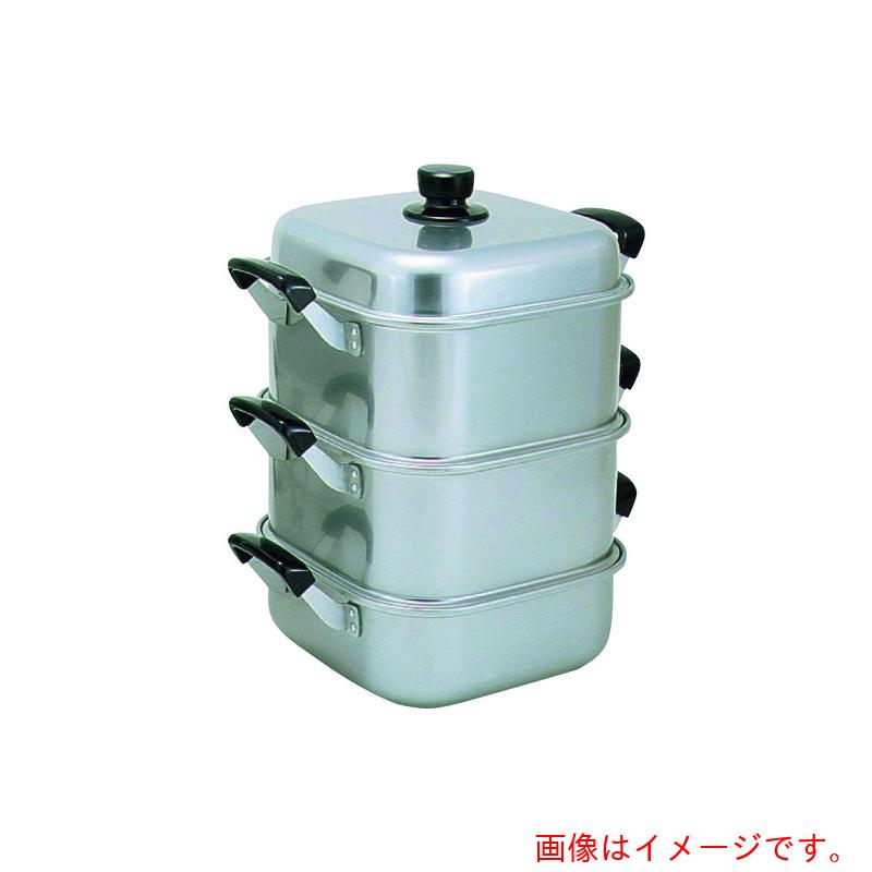 遠藤商事（TKG） ＡＫＡＯ（アカオ） アルマイト角型蒸器 ２６ｃｍ 二重 【品番：AMS71262】