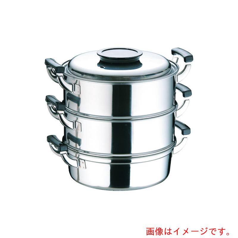 遠藤商事(TKG) PE 18-0丸型蒸器 27cm 3段 【品番:AMS72273】