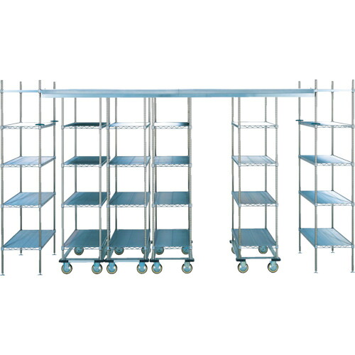 【別途送料あり】エレクター　ERECTA　トップトラック＜スーパーシリーズ・ステンレスワイヤーシェルフ＞間口４３１６ｍｍ×奥行１２２０ｍｍ×高さ２２００ｍｍ　棚板ＳＬＳ１２２０移動ユニット数３　【品番：TT40SULS122U3D4】