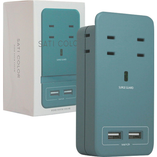 ファーゴ（Fargo） ＳＡＴＩ ＣＯＬＯＲ ＡＣ４個口 ４．２Ａ ＵＳＢ 青碧 【50個】 【品番：CT221BL】