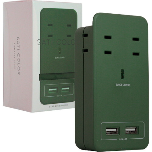 ファーゴ（Fargo）　ＳＡＴＩ　ＣＯＬＯＲ　ＡＣ４個口　４．２Ａ　ＵＳＢ　オリーブ　【50個】　【品番：CT221OV】