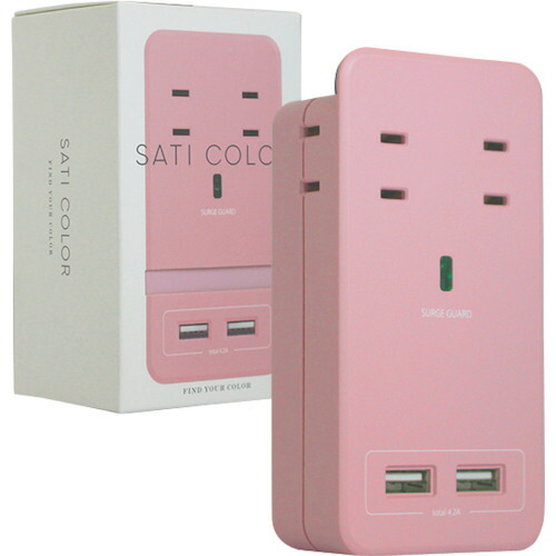 ファーゴ（Fargo） ＳＡＴＩ ＣＯＬＯＲ ＡＣ４個口 ４．２Ａ ＵＳＢ さくら色 【50個】 【品番：CT221PK】