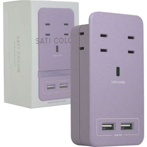 ファーゴ（Fargo） ＳＡＴＩ ＣＯＬＯＲ ＡＣ４個口 ４．２Ａ ＵＳＢ パープル 【50個】 【品番：CT221PL】