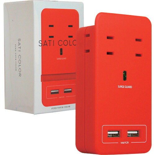 ファーゴ（Fargo） ＳＡＴＩ ＣＯＬＯＲ ＡＣ４個口 ４．２Ａ ＵＳＢ 赤いこと 【50個】 【品番：CT221RE】