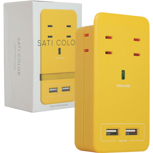 ファーゴ（Fargo） ＳＡＴＩ ＣＯＬＯＲ ＡＣ４個口 ４．２Ａ ＵＳＢ 黄色 【50個】 【品番：CT221YE】