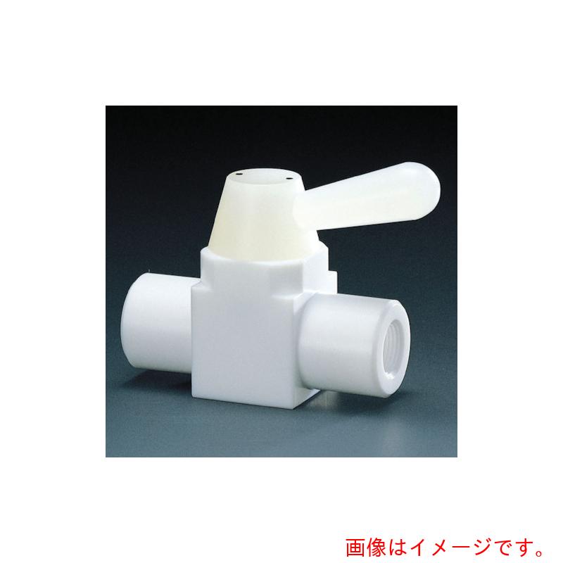 フロンケミカル　フッ素樹脂（ＰＴＦＥ）二方ボールバルブ　ＲＣ１／２　フッ素ゴム　【品番：NR0001-003】