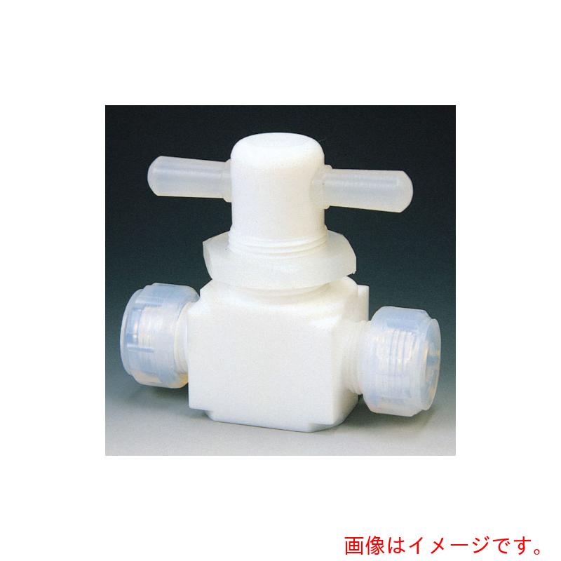 フロンケミカル　フッ素樹脂（ＰＴＦＥ）二方パネル付バルブ圧入型　６φ　【品番：NR0009-001】