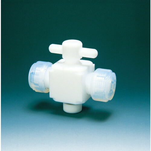 フロンケミカル　フッ素樹脂（ＰＴＦＥ）二方バルブ接続８ｍｍ　【品番：NR0028-002】
