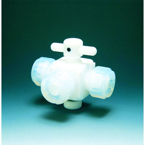 フロンケミカル　フッ素樹脂（ＰＴＦＥ）三方バルブ接続６ｍｍ　【品番：NR0030-001】