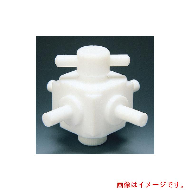 フロンケミカル　フッ素樹脂（ＰＴＦＥ）四方バルブ枝タイプ　６φ　【品番：NR0031-001】