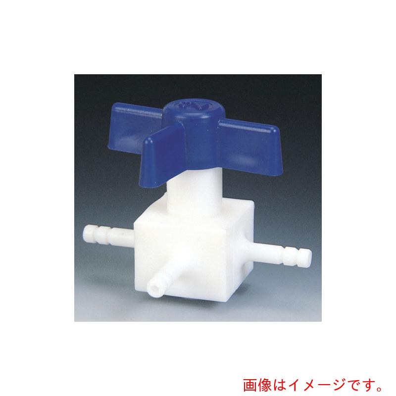 フロンケミカル　チューブ継手　フッ素樹脂（ＰＴＦＥ）　三方ストップコック　竹の子外径６φ　【品番：NR1101-002】
