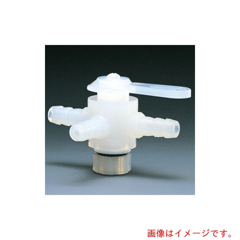 フロンケミカル　チューブ継手　フッ素樹脂（ＰＦＡ）　三方バルブホース口タイプ　８パイ　【品番：NR1403-002】