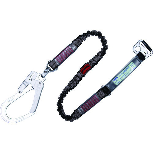 藤井電工　ＴＳＵＹＯＲＯＮ　胴ベルト型墜落制止用器具用ランヤード（伸縮タイプ）ノビロン（ＳＬ）ショックアブソーバ＋Ｂ環ＦＬ－６８・フックＦＳ－９３ＳＶ　Ｄ環止めなし　【品番：TBL-AB-NV593SV-SL-N-BP】