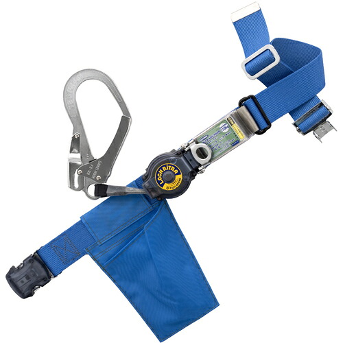 藤井電工　ＴＳＵＹＯＲＯＮ　胴ベルト型墜落制止用器具（巻取タイプ）ロック機構付き　ロックリトラ　青　Ｍサイズ　幅５０ＭＭ×長さ１２００ＭＭ　ワンタッチバックル仕様　【品番：TB-LRN-OT599-BL4-M-JAN-BP】