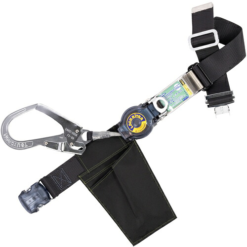 藤井電工　ＴＳＵＹＯＲＯＮ　胴ベルト型墜落制止用器具（巻取タイプ）ロック機構付き　ロックリトラ　黒　Ｍサイズ　幅５０ＭＭ×長さ１２００ＭＭ　ワンタッチバックル仕様　【品番：TB-LRN-OT599-BLK-M-JAN-BP】