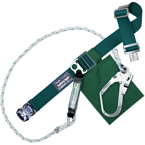 藤井電工　ＴＳＵＹＯＲＯＮ　胴ベルト型墜落制止用器具（ロープタイプ）　ＬＳＡ（三つ打ちロープ）　青緑　Ｌサイズ　幅５０ＭＭ×長さ１４００ＭＭ　ワンタッチバックル仕様　【品番：TB-LSA-OT590-BG-L-BP】