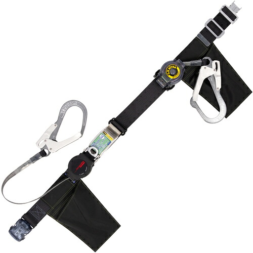 藤井電工　ＴＳＵＹＯＲＯＮ　胴ベルト型墜落制止用器具（巻取タイプ）補助ロープ２丁掛け仕様　ロック機構付きワン・ハンドリトラ＋巻取式補助ロープ　黒　Ｍサイズ　ワンタッチバックル仕様　【品番：TBORL2OT593SRBTBLKMBP】｜住設プロ　店