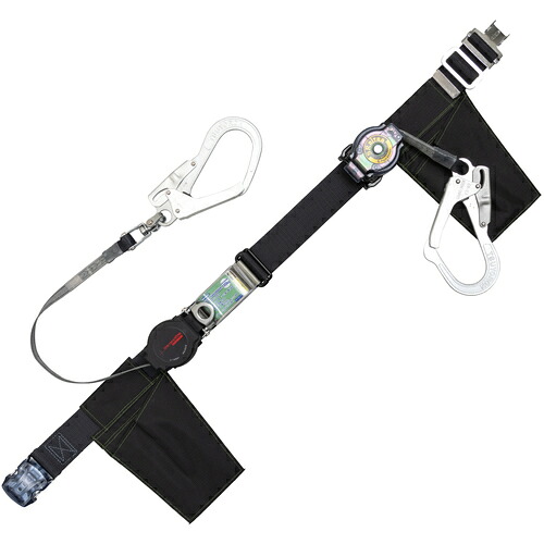 藤井電工 TSUYORON 胴ベルト型墜落制止用器具(巻取タイプ)補助ロープ2丁掛け仕様 ロック機構付きワンハンドリトラ+巻取式補助ロープ 黒 Mサイズ 幅50MM×長さ1200MM 【品番:TBORL2OT593SVSRBTBLKMJANBP】|住設プロ 店