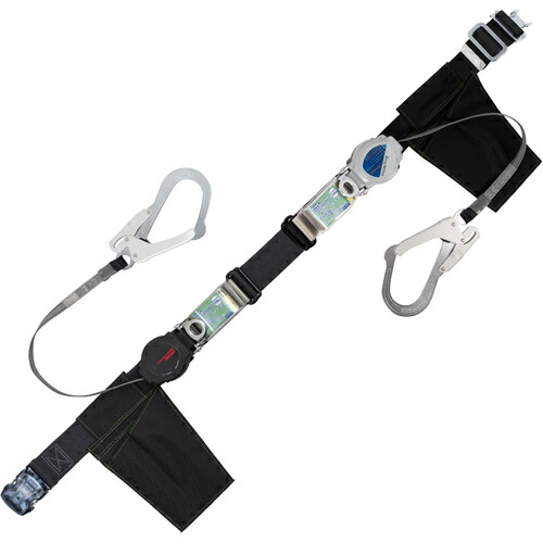 藤井電工　ＴＳＵＹＯＲＯＮ　胴ベルト型墜落制止用器具（巻取タイプ）ランヤード２丁掛け仕様　ロック機構付きワンハンドリトラ・２ＷＡＹリトラ　黒　Ｍサイズ　幅５０ＭＭ×長さ１２００ＭＭ　【品番：TBORL2OT593TRLTBLKMJANBP】