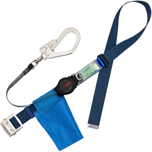 藤井電工　ＴＳＵＹＯＲＯＮ　胴ベルト型墜落制止用器具（巻取タイプ）ロック機構付き　ワン・ハンドリトラ　紺　ＬＬサイズ　幅５０ＭＭ×長さ１６００ＭＭ　１３０ＫＧ対応型　【品番：TBORL593SVBL2LL(130KG)JANBP】