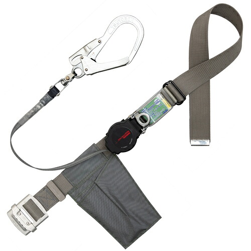 藤井電工 TSUYORON 胴ベルト型墜落制止用器具(巻取タイプ)ロック機構付き ワン・ハンドリトライト シルバー Mサイズ 幅50MM×長さ1200MM 【品番:TB-ORL-593SV-SL1-M-JAN-BP】|住設プロ 店