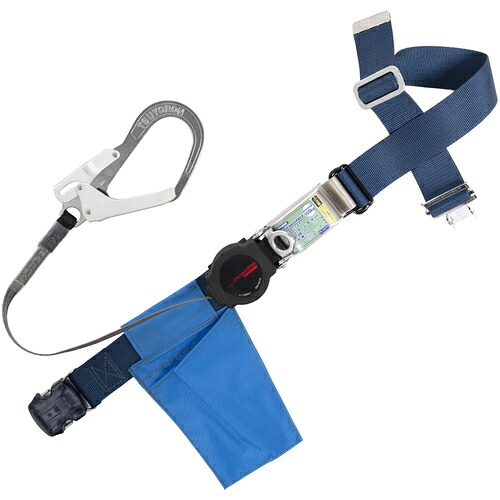 藤井電工　ＴＳＵＹＯＲＯＮ　胴ベルト型墜落制止用器具（巻取タイプ）ロック機構付き　ワン・ハンドリトライト　紺　Ｌサイズ　幅５０ＭＭ&times;長さ１４００ＭＭ　ワンタッチバックル仕様　【品番：TB-ORL-OT593-BL2-L-BP】｜住設プロ　店