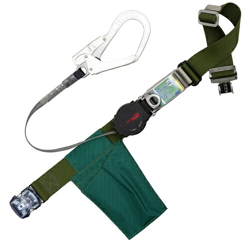 藤井電工 TSUYORON 胴ベルト型墜落制止用器具(巻取タイプ)ロック機構付き ワン・ハンドリトライト 深緑 Lサイズ 幅50MM×長さ1400MM ワンタッチバックル仕様 【品番:TB-ORL-OT593-OD-L-JAN-BP】|住設プロ 店