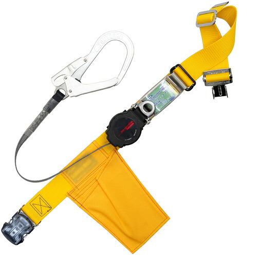 藤井電工 TSUYORON 胴ベルト型墜落制止用器具(巻取タイプ)ロック機構付き ワン・ハンドリトライト 黄 Mサイズ 幅50MM×長さ1200MM ワンタッチバックル仕様 【品番:TB-ORL-OT593-Y-M-JAN-BP】|住設プロ 店