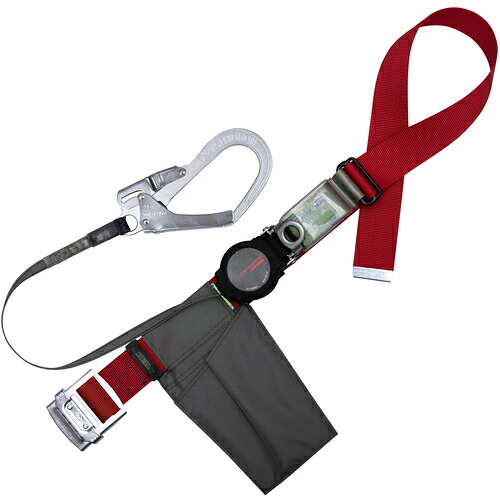 藤井電工 TSUYORON 胴ベルト型墜落制止用器具(巻取タイプ)ロック機構付き ワン・ハンドリトラ 赤 Sサイズ 幅50MM×長さ1100MM 【品番:TB-ORN-599-R-S-JAN-BP】|住設プロ 店