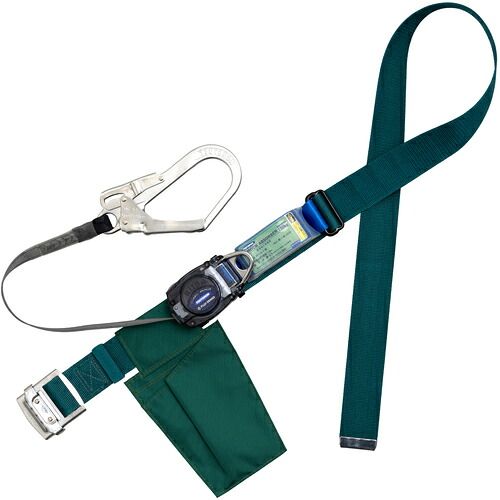 藤井電工　ＴＳＵＹＯＲＯＮ　胴ベルト型墜落制止用器具（巻取タイプ）ロック機構なし　リトラ　青緑　ＬＬサイズ　幅５０ＭＭ×長さ１６００ＭＭ　１３０ＫＧ対応型　【品番：TB-RN-590-BG-LL(130KG)-JAN-BP】
