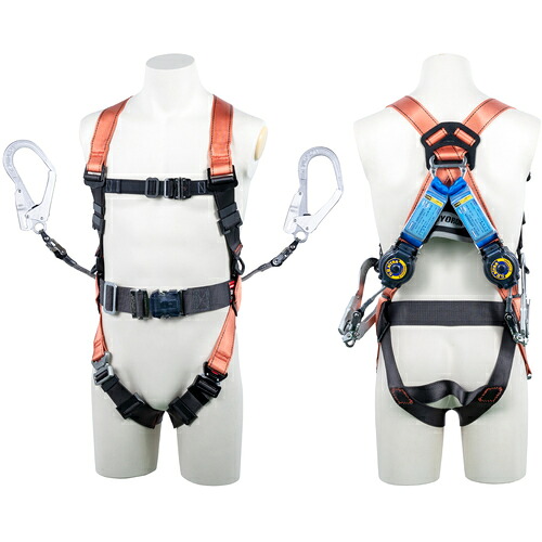 藤井電工 ＴＳＵＹＯＲＯＮ 中核グループ馬具 胴胴締め付き添い人 ツインランヤード付き添い人 鍵を掛ける規則体系付き添い人巻取式ＳＲリトラ オレンジ色 ＬＬ大きさ １３０ＫＧ相応う型 【品番：TH5022TR93SVOTORLL130K2R23BX】