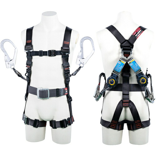藤井電工 ＴＳＵＹＯＲＯＮ 飛燕馬具 胴胴締め付き添い人 ツインランヤード付き添い人 鍵を掛ける規則体系付き添い人巻取式ＳＲリトラ うす暗い薄墨色 Ｍ大きさ 【品番：TH-506-2TR93SV-OT-DG-M-2R23-BX】