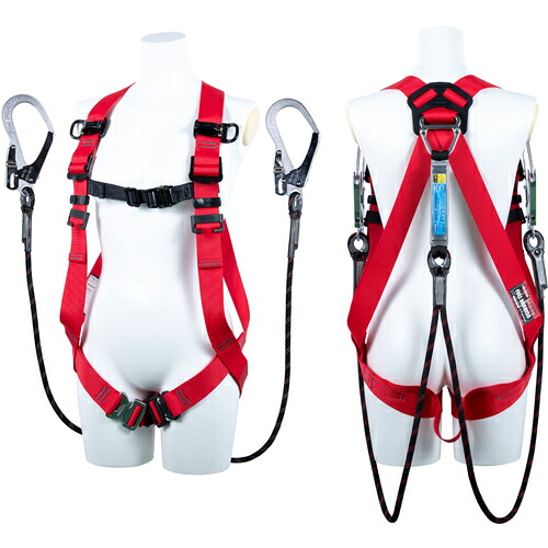 藤井電工 ＴＳＵＹＯＲＯＮ もの言う花馬具 ツインランヤード付き添い人 Ｇ金モール（黒） 赤 Ｍ大いさ 【品番：TH5092GB99OTRM2R26JANBX】 花・ガーデン・DIY-安全帯-安全・保護用品