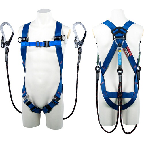 藤井電工 ＴＳＵＹＯＲＯＮ ともし火馬具 ツインランヤード付き添い人 Ｇ金モール（黒） 青 Ｍ大いさ 【品番：TH5102GB99OTBL4M2R26BX】 花・ガーデン・DIY-DIY・工具-安全帯