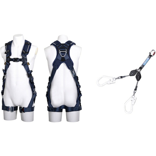 藤井電工 ＴＳＵＹＯＲＯＮ ＺＥＲＯ－Ｇ馬具 腿気泡管水準器型 紺 ＭＧ Ｍ大きさ＋鍵を掛ける規則体系付き添い人巻取式コルトリトラツインランヤード 書き割り 【品番：TH520H2CR93SVOTBLBKMMGBX】