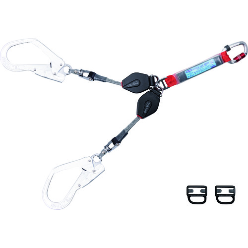 藤井電工　ＴＳＵＹＯＲＯＮ　フルハーネス用ランヤード　ツインランヤード　ロック機構付き巻取式コルトリトラ　【品番：THL-2-CR93SV-21KS-2R23-BP】