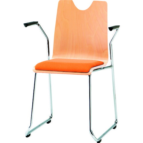 【別途送料あり】藤沢工業　ＴＯＫＩＯ　リフレッシュチェア　ループ脚肘付　オレンジ　【品番：RMH-N2A OR】