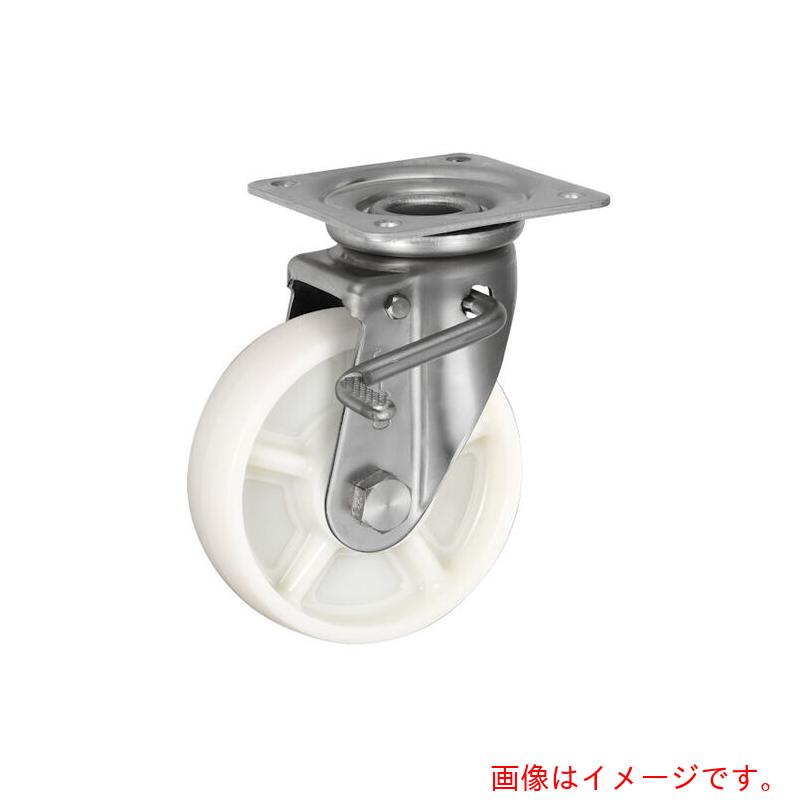 岐阜産研工業　ウカイ（UKAI）　ステンレス製キャスター　ストッパー付旋回（自在）金具　ＪＡＢタイプ　ナイロン　車輪径２００ｍｍ　【品番：PBDJAB-200】