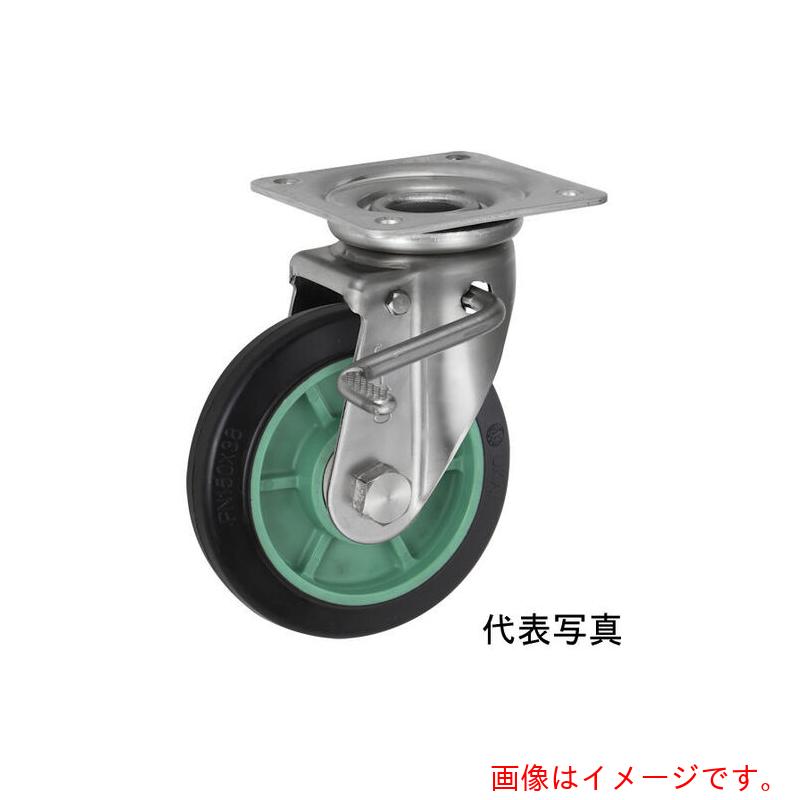 岐阜産研工業　ウカイ（UKAI）　ステンレス製キャスター　ストッパー付旋回（自在）金具　ＪＡＢタイプ　ゴム　車輪径２００ｍｍ　【品番：PNDJAB-200】｜住設プロ　店